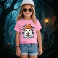 thumbnail image 2 of Staki Fall Shirts for Girls Girls Halloween T Shirt Graphic Tee Tops Kids Casual Short Sleeve Shirt(Pink,2-3 Years), 2 of 5