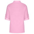 thumbnail image 5 of Womens 2023 Fall Button Down Shirts Roll up Long Sleeve V Neck Loose Lightweight Blouses Casual Collared Tees Tops, 5 of 7