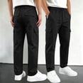 thumbnail image 5 of CONZONE Kids Boys Uniform Cargo Pants Wide Leg Baggy Chino Pants for Boys Elastic Waist Drawstring Back To School Outdoor Joggers with Pockets, 5 of 8