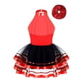 thumbnail image 2 of iiniim Robe Tutu de Ballet Scintillante pour Filles Enfants Tenue de Danse Moderne Jazz Latin Costume de Performance sur Scène avec Ensemble de Chouchous pour Cheveux Rouge 4, 2 of 6