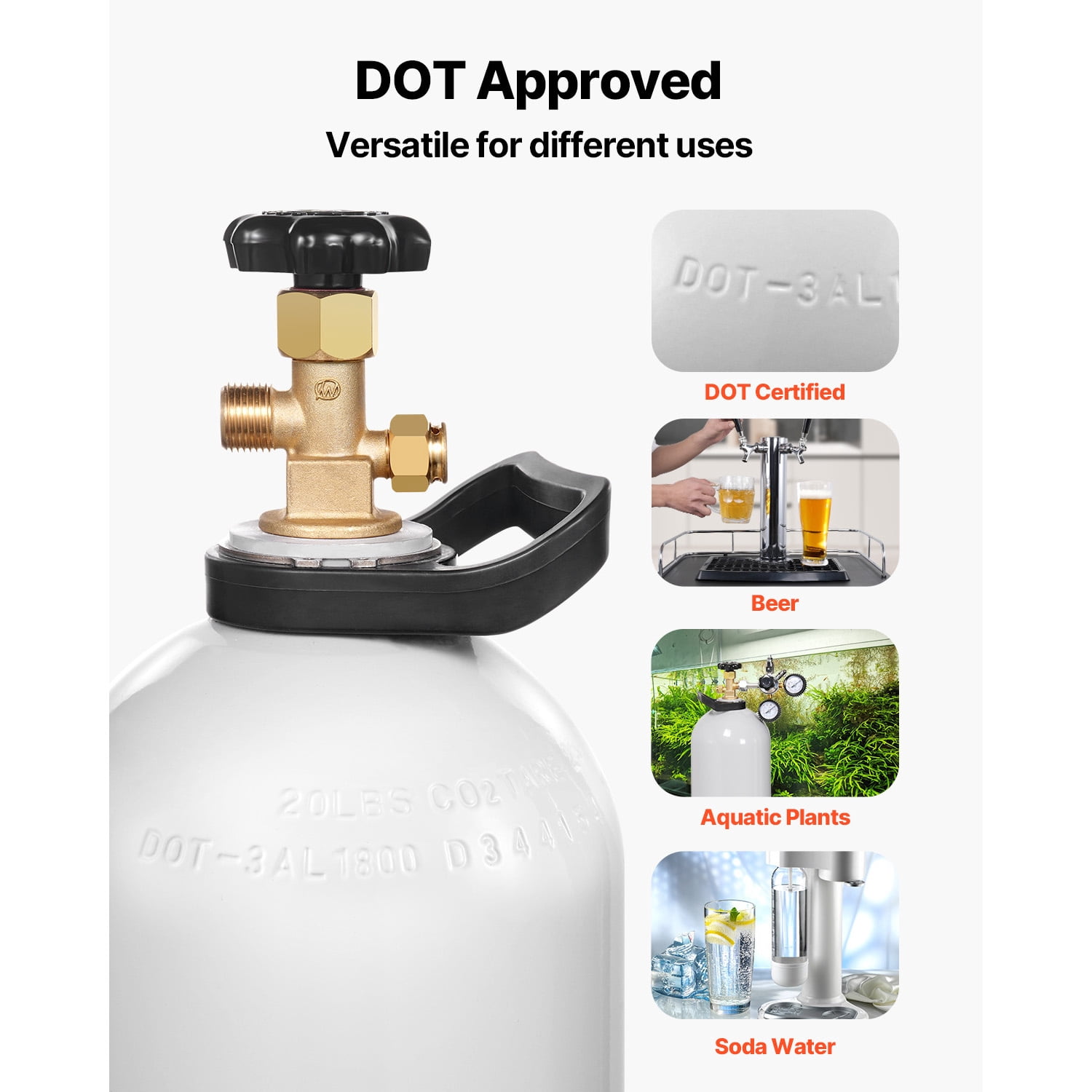 KFFKFF CO2 Container, 20 lbs Fresh Aluminum Alloy Storage, CO2 Gas Cylinder with Spray Finish, CGA320 Valve, Grip & Modifiable Pressure, DOT & TC Certified Storage for Draft Beer Serving