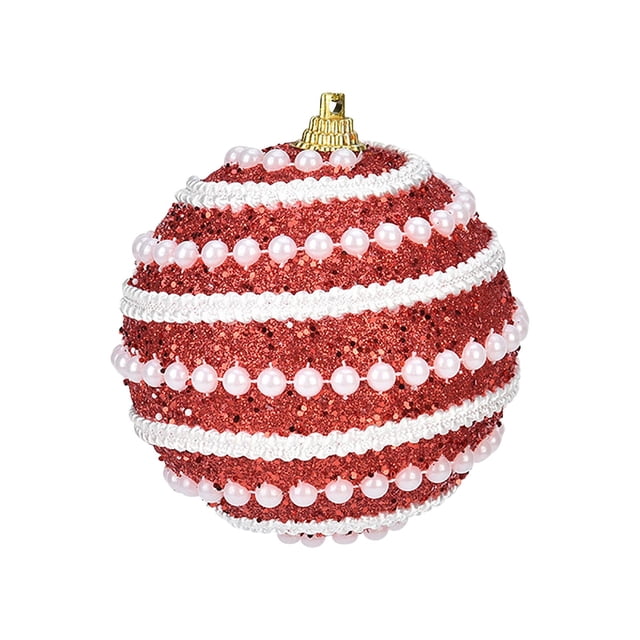 Decoraciones Del Árbol de Navidad,Ornamentos de Navidad de Hilo de Perlas de Alto Grado Bolas Pintadas 8cm,Colgantes Del Árbol de Navidad Suministros de Decoración Festiva,Árbol de Navidad Pequeño