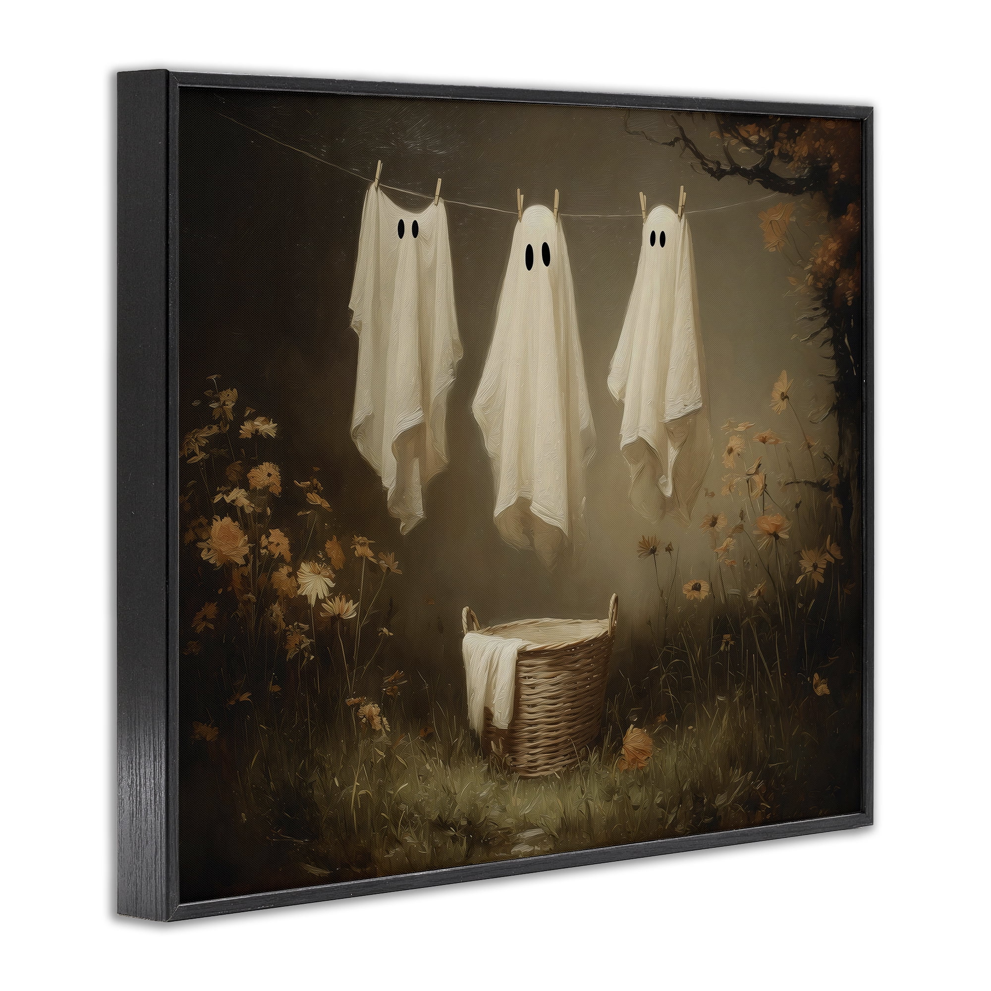 Three Laundry Ghosts Hanging Black Framed Giclee Art, design by Arlington Prints