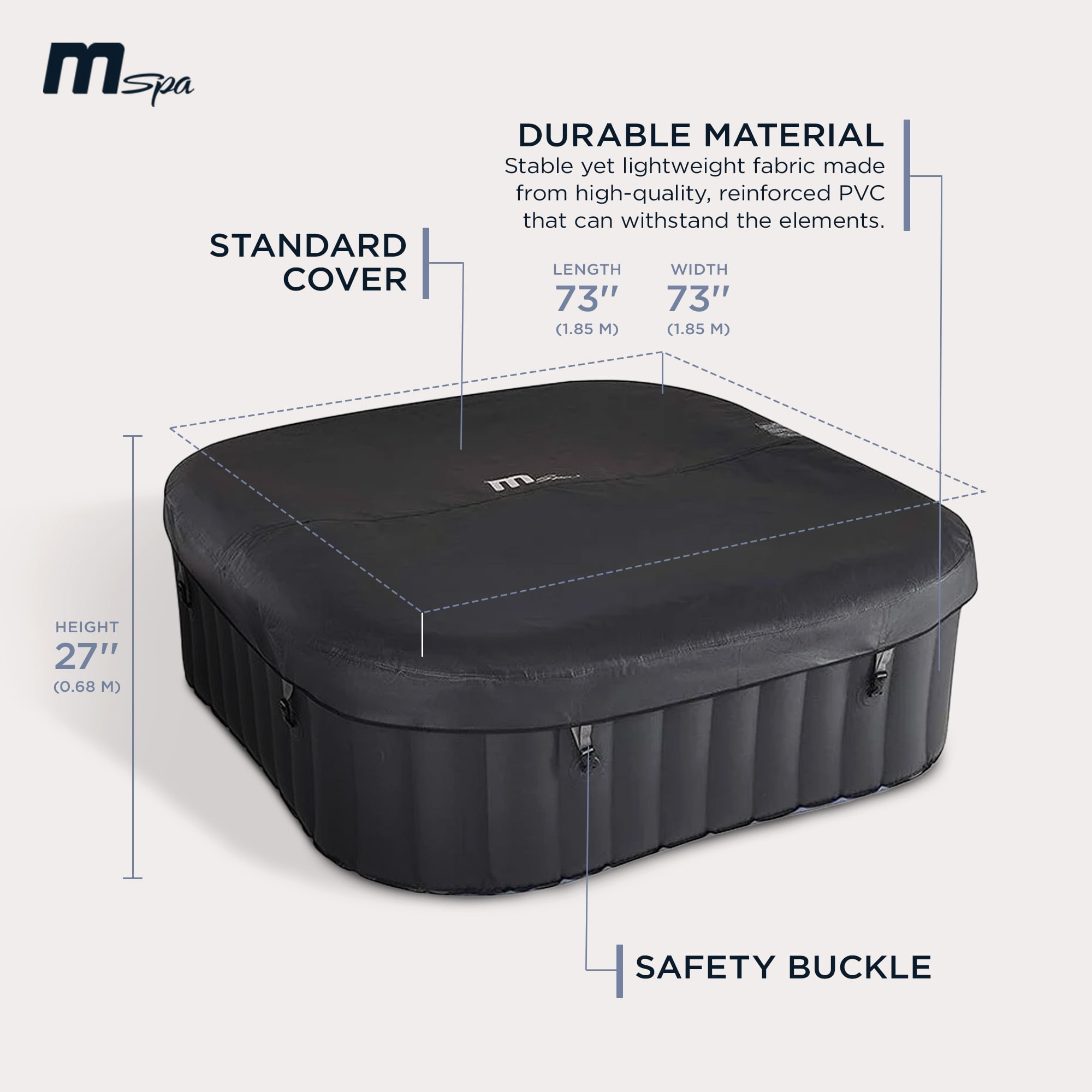 Mspa-USA 6 Person Inflatable Squared Hot Tub with Air Jets Massage System