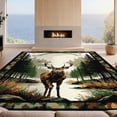 thumbnail image 2 of Design&I 6'x9' Washable Area Rug Hunting Camo Motif Print Forest Tracks Woodland Antler Border for Living Room, Family Indoor, Oversized Skid-Resistant, 2 of 7