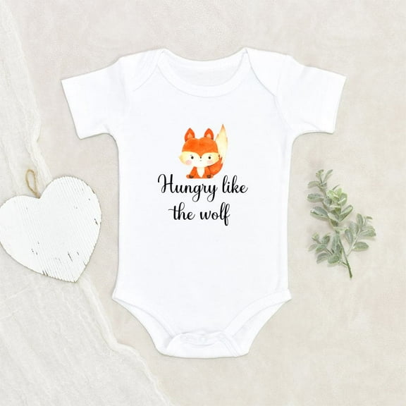 Hungry Wolf Onesie - Cute Wolf Onesie - Hungry Like The Wolf Baby Onesie - Woodland Animal Onesie - Funny Baby Clothes