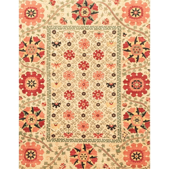 Ahgly Company Indoor Rectangle Abstract Mustard Yellow Abstract Area Rugs, 7' x 10'
