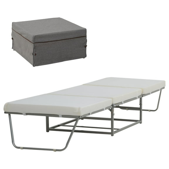 Convertible Ottoman, Guest Sleeper Bed, Gray