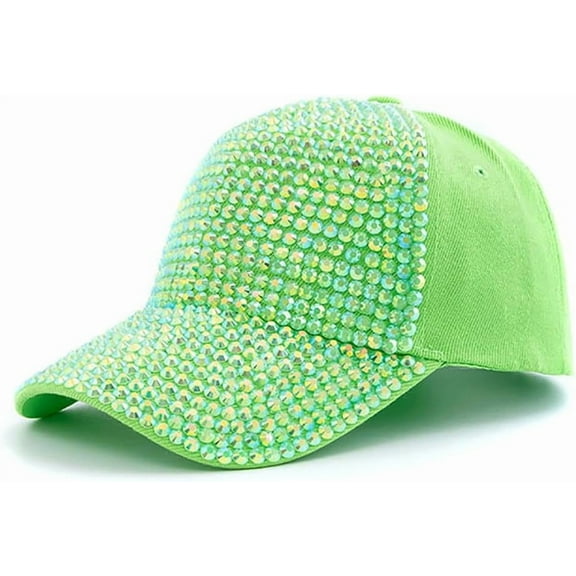 AKcxy Women Studded Rhinestone Crystals Adjustable Baseball Cap Plain Sparkle Bling Denim Sun Hat