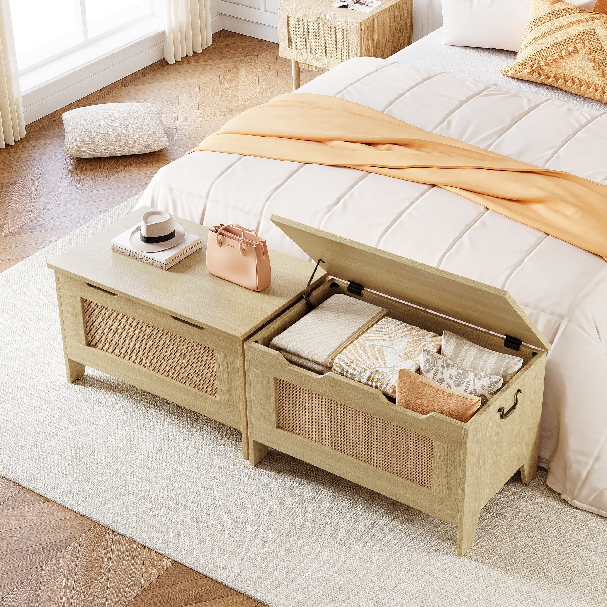 Storage Bench, Wooden Storage Chest with Safety Hinge, Toy Chest With Lids, Toy Box Organizer for Living Room, Playroom
