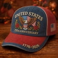 thumbnail image 3 of UngA America 250th Anniversary Hat Retro Embroidered 250th Anniversary Patriotic Adjustable Baseball Cap for Men Women,One Size, 3 of 3