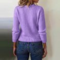 thumbnail image 5 of Wutalume Women's Fashion Casual Loose Pullover Solid Color Round Neck Long Sleeve Knit Sweater, Soft Everyday Top for Relaxed Style and Comfort,Purple L, 5 of 6