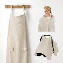 2-in-1 plain weave fine fabric baby car seat covers, multi-purpose breastfeeding towels, breathable baby car seat covers - khaki