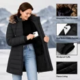 thumbnail image 6 of Winter Puffer Coat for Women Thicken Fleece Lined Down Jacket Waterproof Faux Fur Detachable Hooded Parka, Black M, 6 of 8