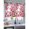 thumbnail image 5 of Sheer Curtains 54 Inch Length, Pink Roses Semi Sheer Curtains Light Filtering Window Treatment, Spring Floral Elegant Pastoral Butterfly Privacy Voile Drapes for Living Room Bedroom 52x54 Inch, 5 of 7