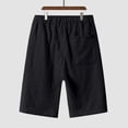 thumbnail image 5 of Domuza Mens Cotton Linen Shorts Summer Casual Classic Drawstring Elastic Waist Shorts with Pocket Black XL, 5 of 7
