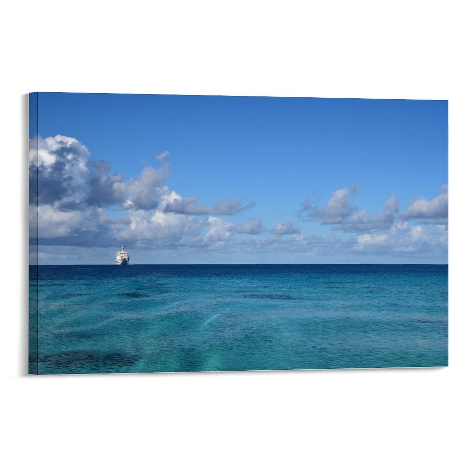 Blue Ocean View Framed Canvas Wall Decor, Wall Art Modern Home Decor