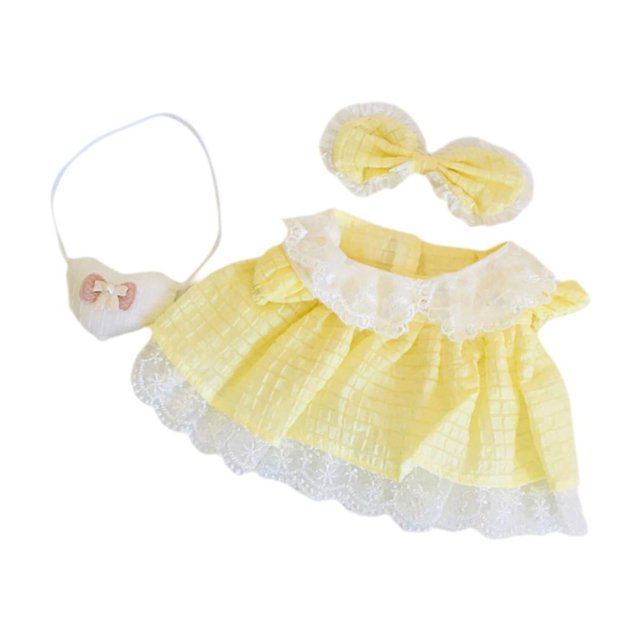 Vestido para muñecas de moda, ropa para muñeca con traje, accesorios para fotos, bonito con tocado, vestido de princesa, traje, ropa en miniatura para Amarillo