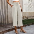 thumbnail image 6 of qolati Capris Pants for Women Drawstring Elastic Waist Loose Yoga Cropped Pants Summer Casual Wide Legs Palazzo Beach Pants with Pockets, 6 of 7