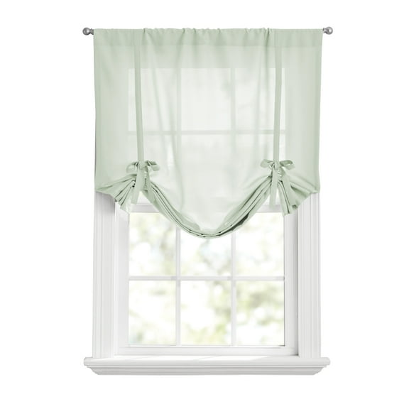 Mainstays Tie Up Balloon Shade Curtain Rod Pocket, Soft Sea, 42" x 63"