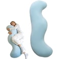 thumbnail image 1 of Pea Pod Body Pillow for Side Sleeper,S Shaped Full Body Support Pillow for Adults, Long Bolster Hug Pillow with Cooling Fabric, Soft Ergonomic Pillow for Back, Hip & Leg Support (Blue, 80cm), 1 of 7