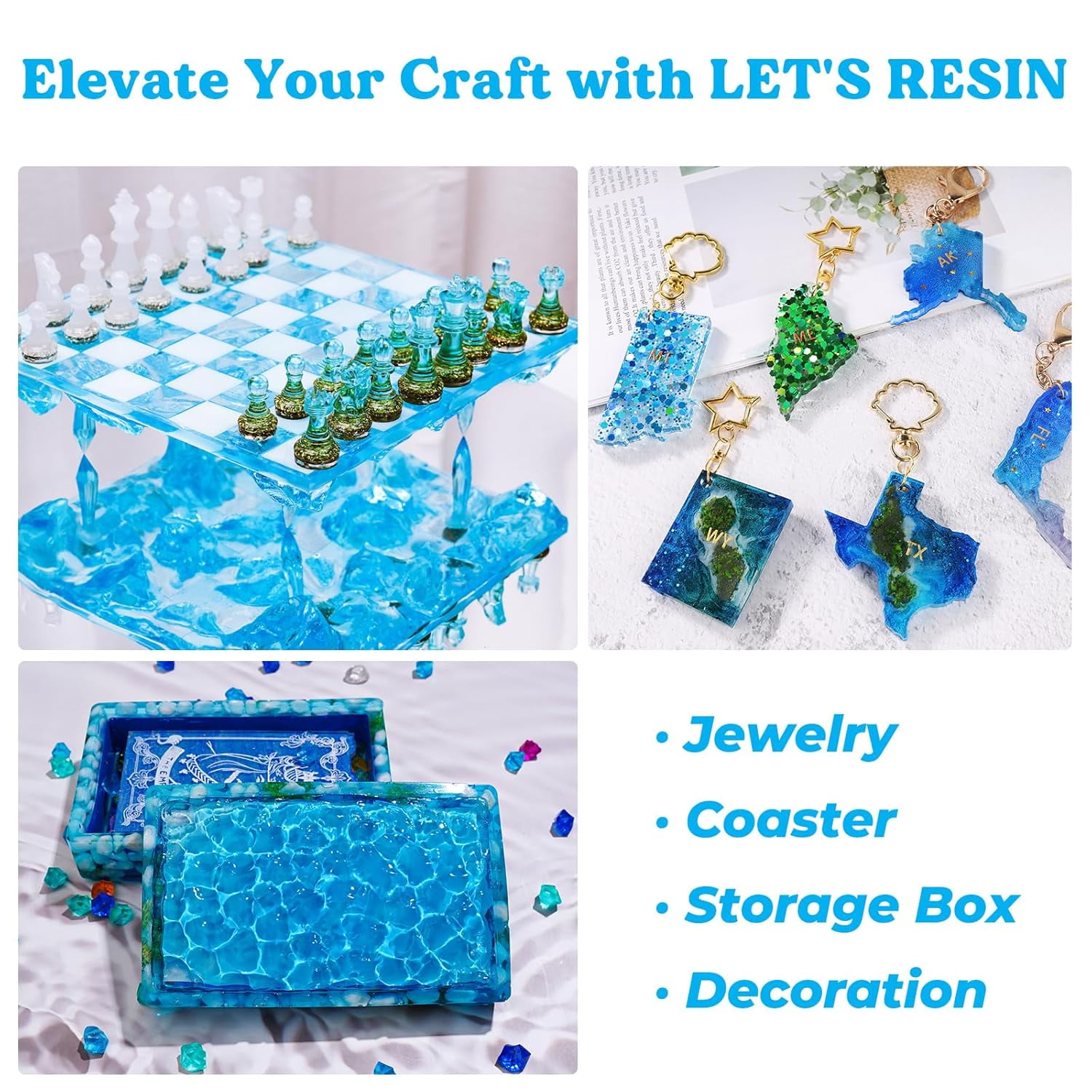 LET'S RESIN Crystal Clear Epoxy Resin Kit - 1:1 Ratio, Bubble-Free, Non-Yellowing for DIY Crafts, Jewelry, Tabletops