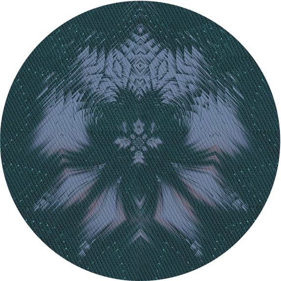 Ahgly Company Machine Washable Indoor Round Transitional Deep Teal Green Area Rugs, 5' Round
