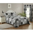 thumbnail image 2 of Legacy Decor 3 Pcs Quilt Reversible Bedspread Coverlet Grey & White Patchwork Design Ultra Soft Microfiber Oversized Queen 100"W x 106"L, All Ages., 2 of 5