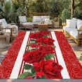 thumbnail image 2 of Red Roses Outdoor Rug for Patio/Deck/Porch, Non-Slip Large Area Rug 3 x 5 Ft, Valentine's Day Romantic Flowers Green Leaf Stripes Indoor Outdoor Rugs Washable Area Rugs, Camping Rug Carpet Runner, 2 of 8