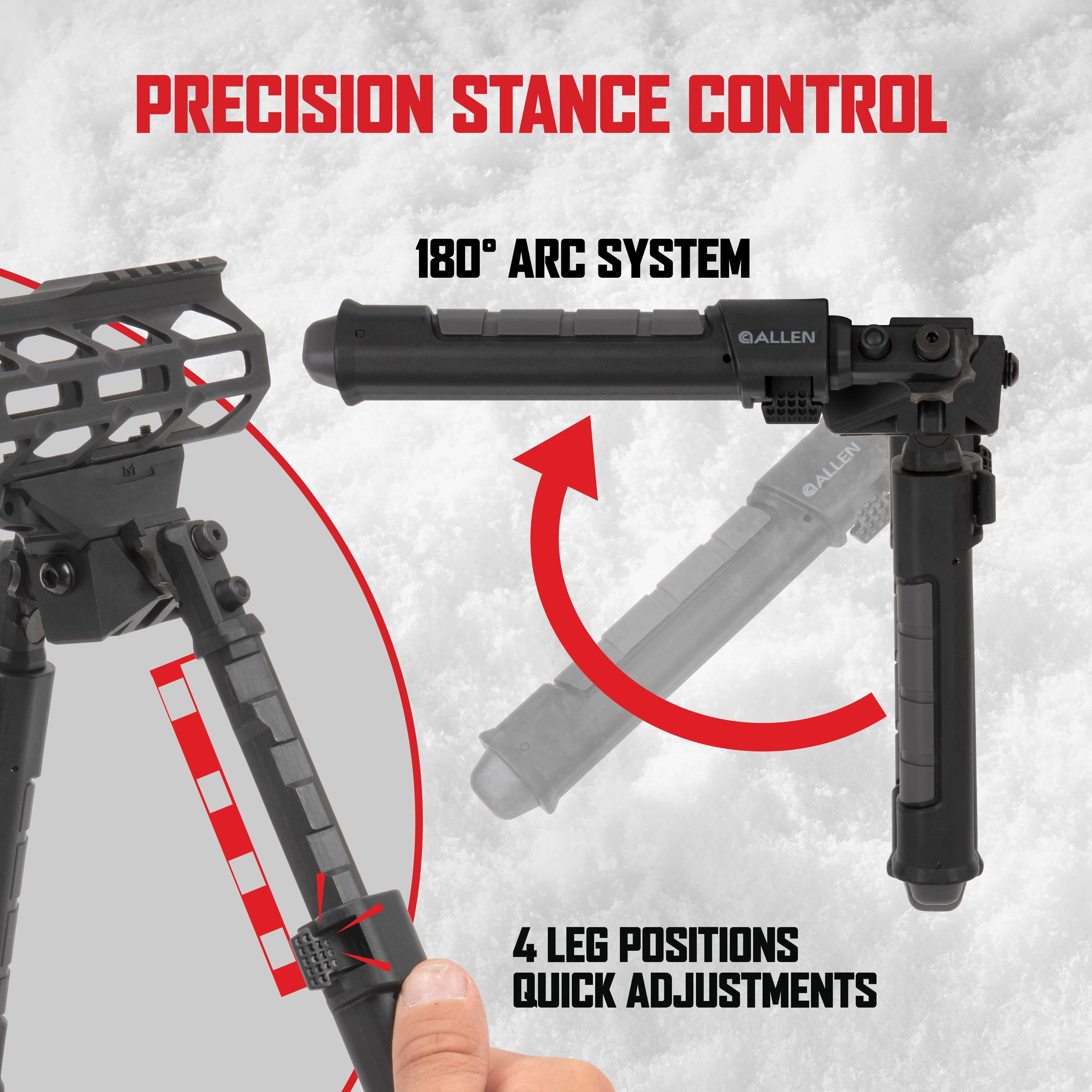 Allen Company Helix Polymer Bipod, Stud and M-LOK Compatible, 8-11.5 In