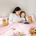 thumbnail image 4 of Manfei Kawaii Dachshund Queen Comforter Set, Romantic Rose Flower Comforter Sets Queen, Pink Golden, Pink Reversible, 3pcs, 1 Comforter and 2 Pillowcases, 4 of 7