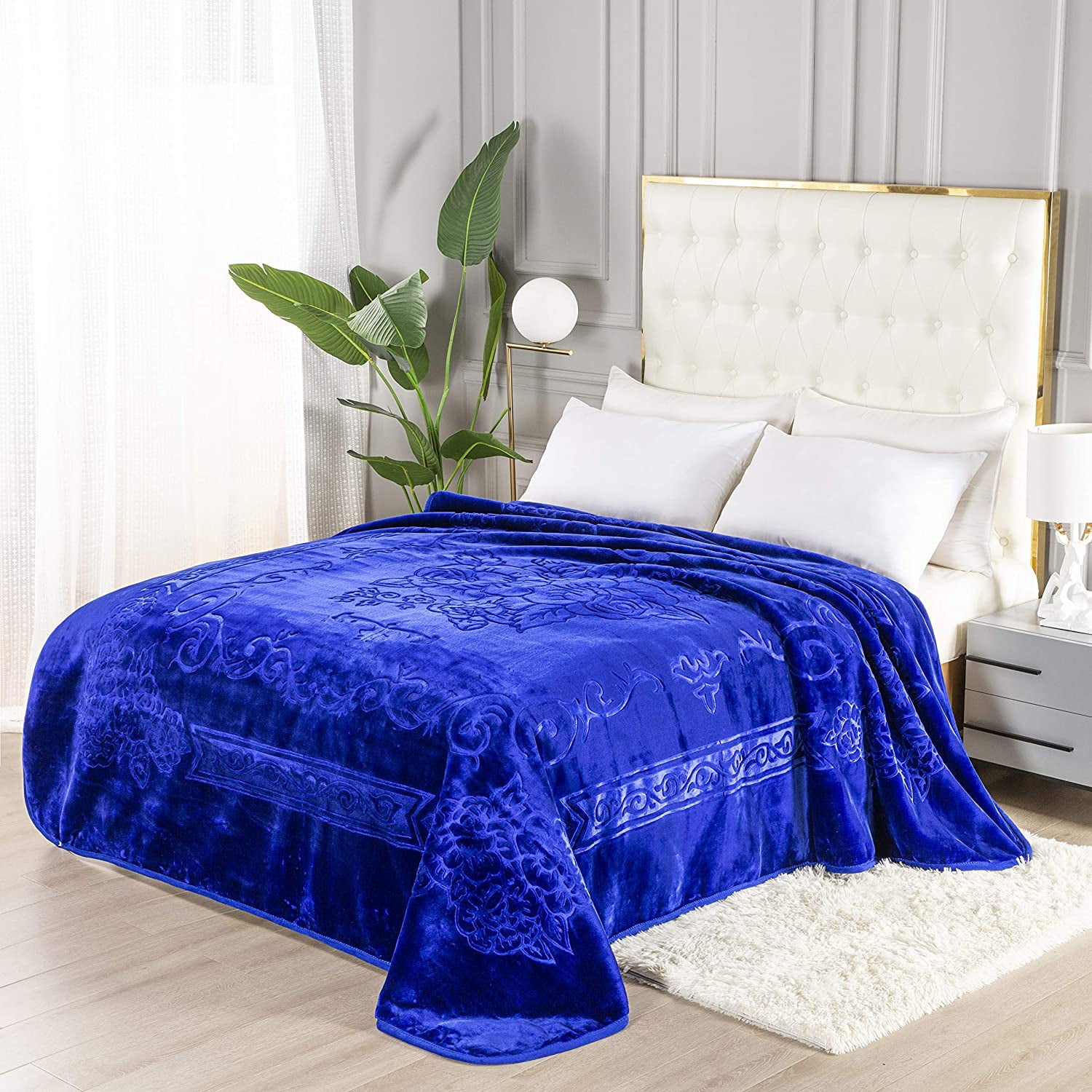 Townhouse Super Soft Floral Embossing Weighted Blankets Solid Design Warm Heavy Blanket, 1 ply