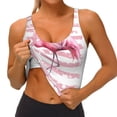 thumbnail image 4 of Fotbe Flamingo Pattern Womens' Sports Bra Longline Wirefree Padded with Medium Support Sports Moisture-Wicking Workou Vest,Tank Top-X-Large, 4 of 9