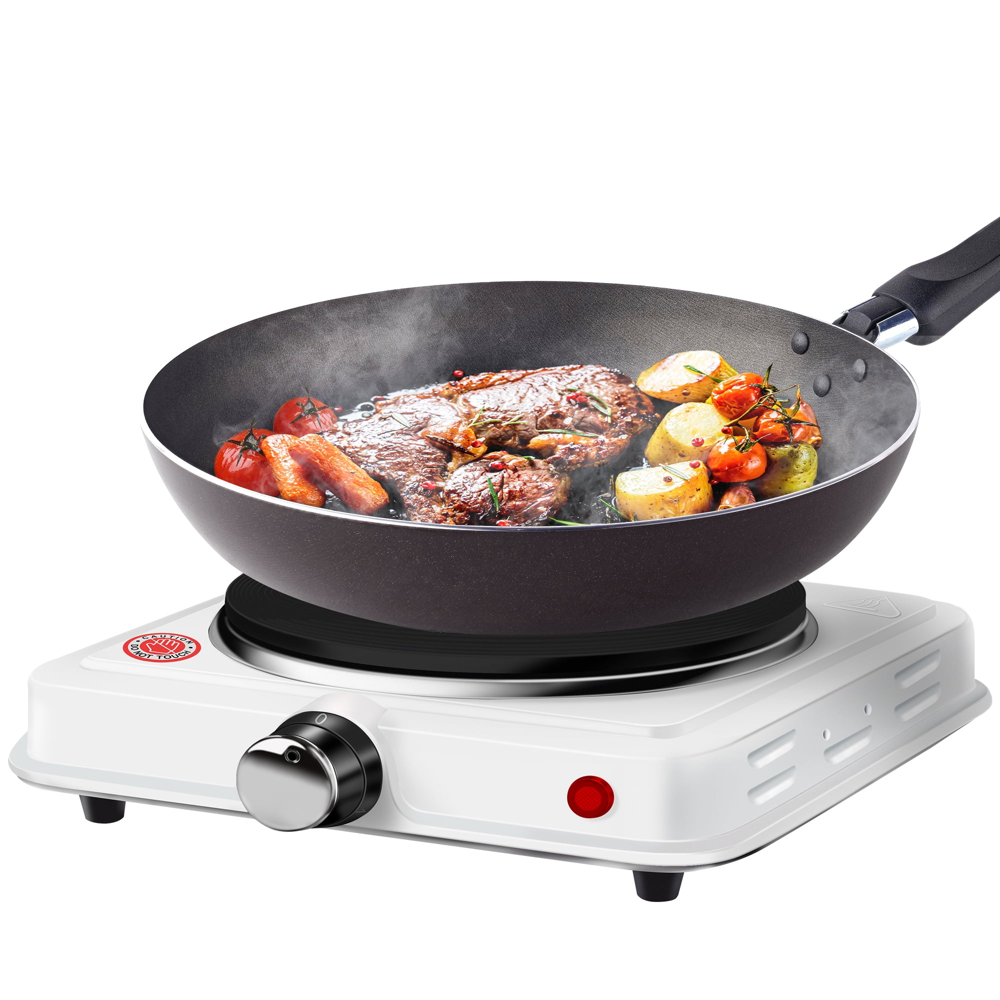AGUDAN Compact and Portable Countertop Burner, Temperature Controls for Small Kitchens (White)