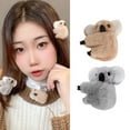 thumbnail image 7 of Opvise Women Hairpin Cartoon Plush Koala Hair Claw Anti-slip Side Clip Elastic Spring Hair Decoration Fixation Lady Hair Styling Tool Grey, 7 of 7