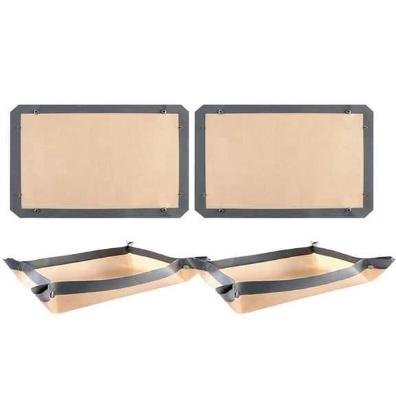 4PC Silicone Fiber Baking Mat with Buckle, No Leak & Non Stick, Corners Snap Together to Form Leakproof Tray