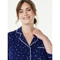 thumbnail image 3 of Joyspun Women’s Cotton Blend Notch Collar Top and Pants Pajama Set, 2-Piece, Sizes S-4X, 3 of 5