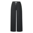 thumbnail image 5 of Women's Yoga Pants Comfortable Drawstring Pants Loose Straight Pants With Pockets Solid Color Sweat Pants Wide Leg Running Exercise, 5 of 7