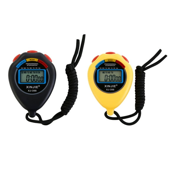 EeaseMX 2 temporizadores prácticos de dos pistas, cronómetro profesional, deportivo, multifunción, electrónico, dispositivo de registro de tiempo para juegos deportivos (amarillo, negro).