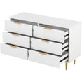 thumbnail image 4 of Modern 6-Drawer Dresser with Metal Legs and Handles - White Bedroom Storage Cabinet with Vertical Stripe Finish, 4 of 9
