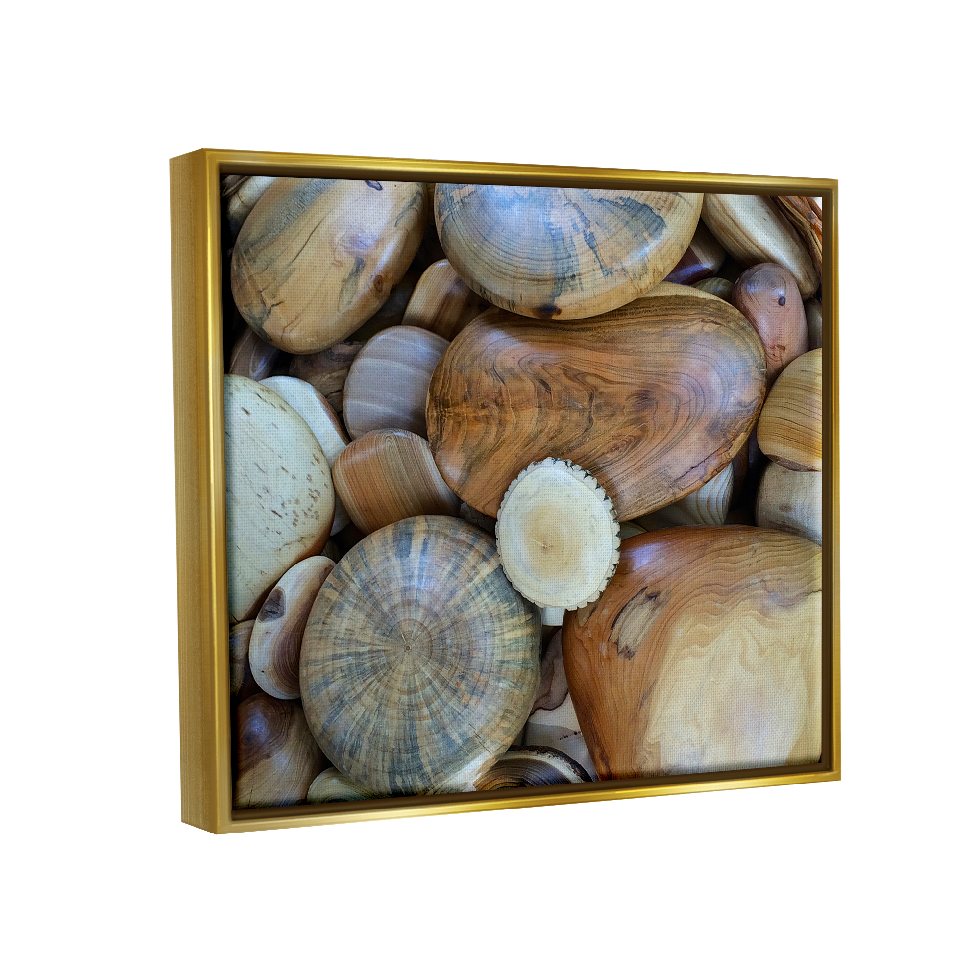 Stupell Industries Wood Stones Nature Photography Landscape Photography Gold Floater Framed Art Print Wall Art