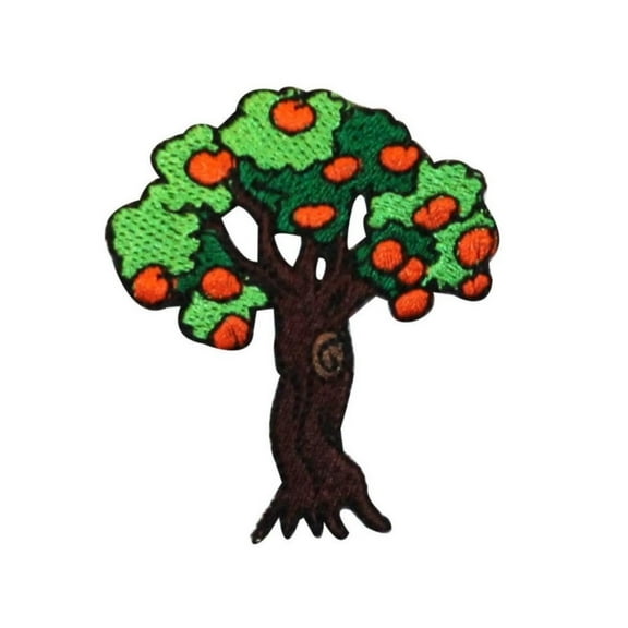 ID 1236W Orange Tree Patch Summer Fruit Grow Orchard Embroidered Iron On Applique