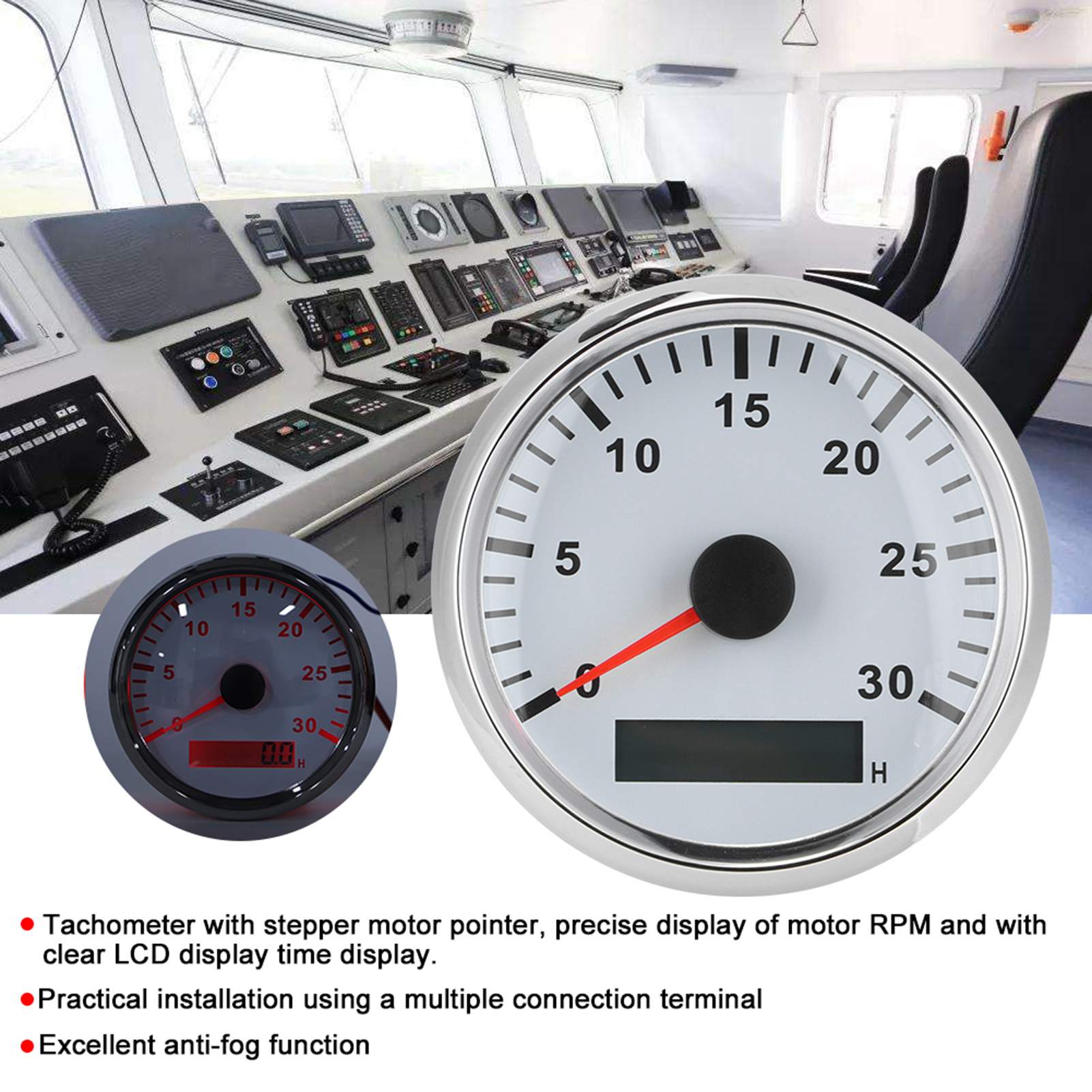 Lcd Tachometer 85mm 3.3in Boat Tachometer Sensor IP67 Tacho Gauge 12V 24V  Red Light With LCD Display Service Hour Meter 3000 RPMSilver Frame White  Dial Walmart Canada