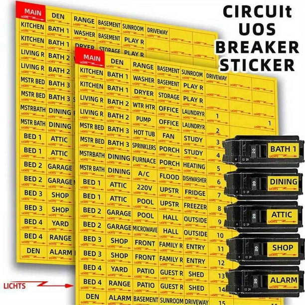 Circuit Breaker Panel Label Stickers | Electrical Breaker Identification Vinyl Decals | Self-Adhesive, Easy-Read, Waterproof, Universal Fit | Organize Home or Office | 3 Sheets, 258 Labels
