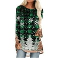 thumbnail image 2 of Ounisa Crewneck Sweatshirts for Women Merry Christmas Lightweight Pullover Christmas Tree Christmas Lights Snowflake Sequin Graphic Tops, 2 of 5