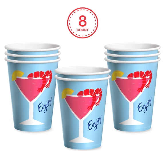 Bright Tides Enjoy Disposable Paper Cups, 9 oz, Multicolor, 8 Count, by Way To Celebrate