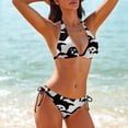 thumbnail image 5 of Cute Ghost Pattern Black And White Women's Bikini V Neck Swimsuit Set 2 Piece Over Size Bathing Suit Side Triangle Bathing Suit, 5 of 9