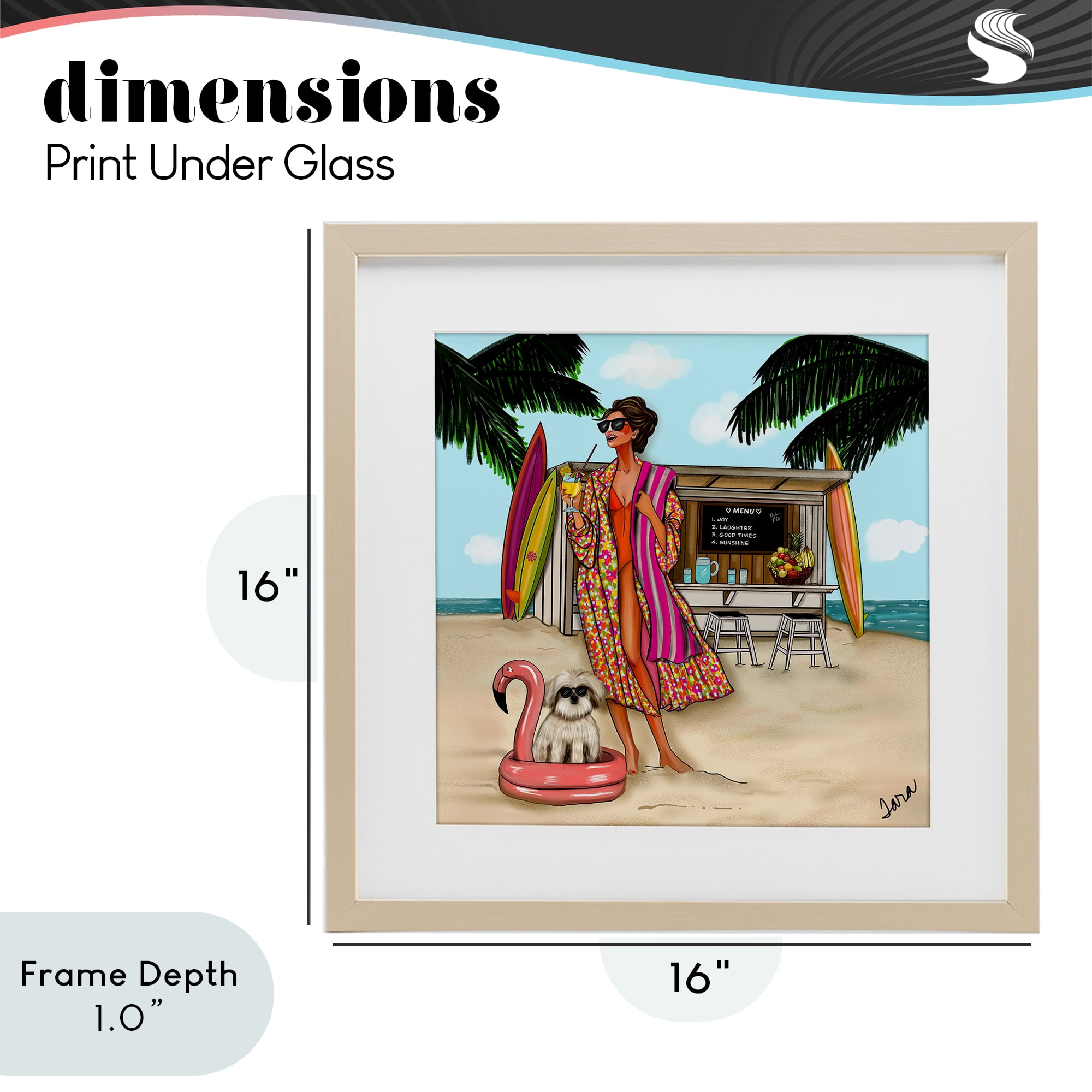 Stupell Industries Beach Girl in Summer Sun Birch Framed Print Under Glass, design by Tara Boone