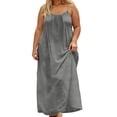 thumbnail image 2 of Yindaity Backless Dresses for Women Women's Backless Cami Dress Long Flowy Linen Dresses Summer Vacation Beach Outfits Sun Dress(Grey,L), 2 of 5