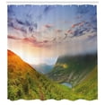 thumbnail image 3 of Ambesonne Mountain Shower Curtain, Sunrise Mottled Clouds, 69"Wx70"L, Blue Green Orange, 3 of 3